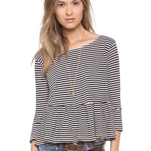 Free People black and white striped peplum top